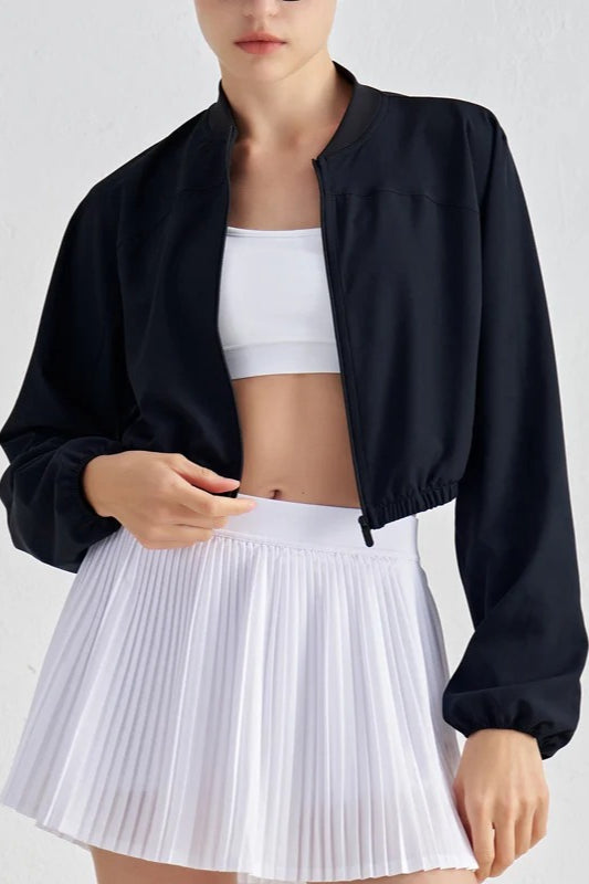 Cropped Zip-Up Athletic Jacket