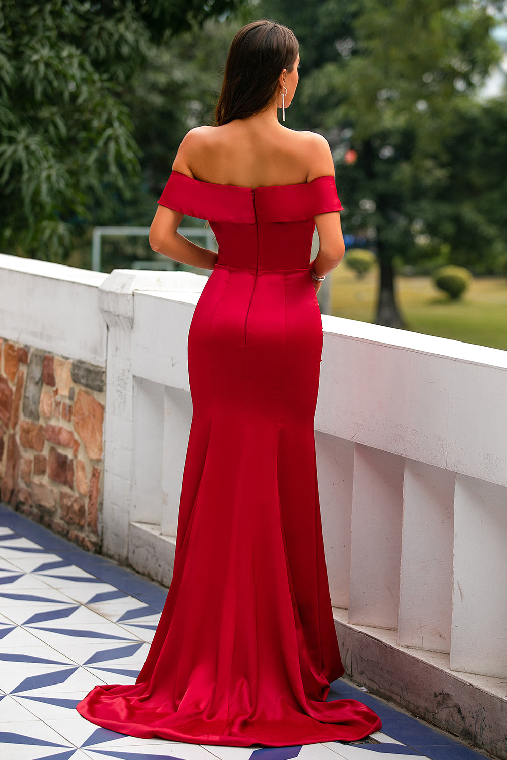 Red Off Shoulder Prom Dress - Fashionpara