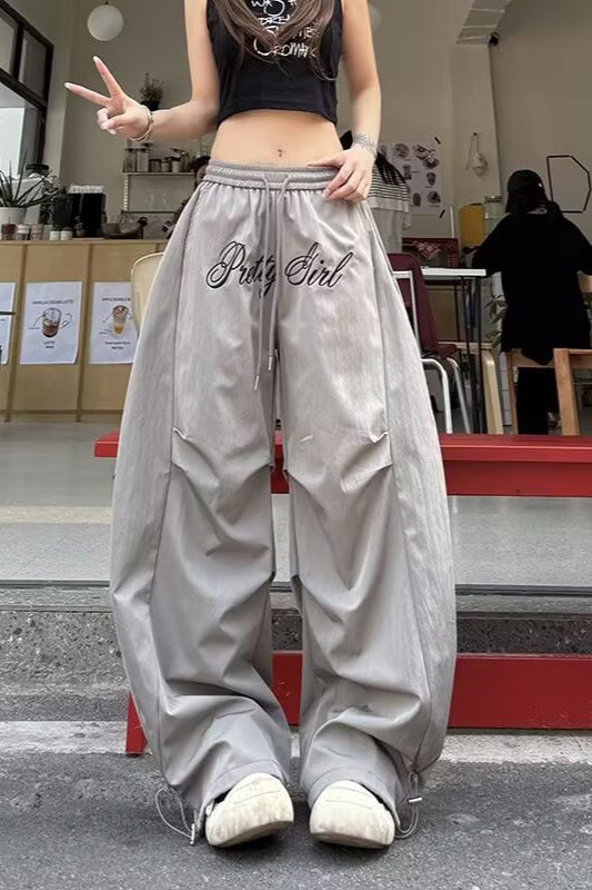 Vintage Hip Hop Curved Blade Wide Leg Cargo Casual Pants