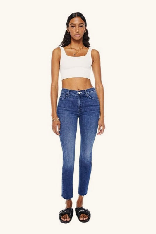 High Waist Cropped Straight Jeans