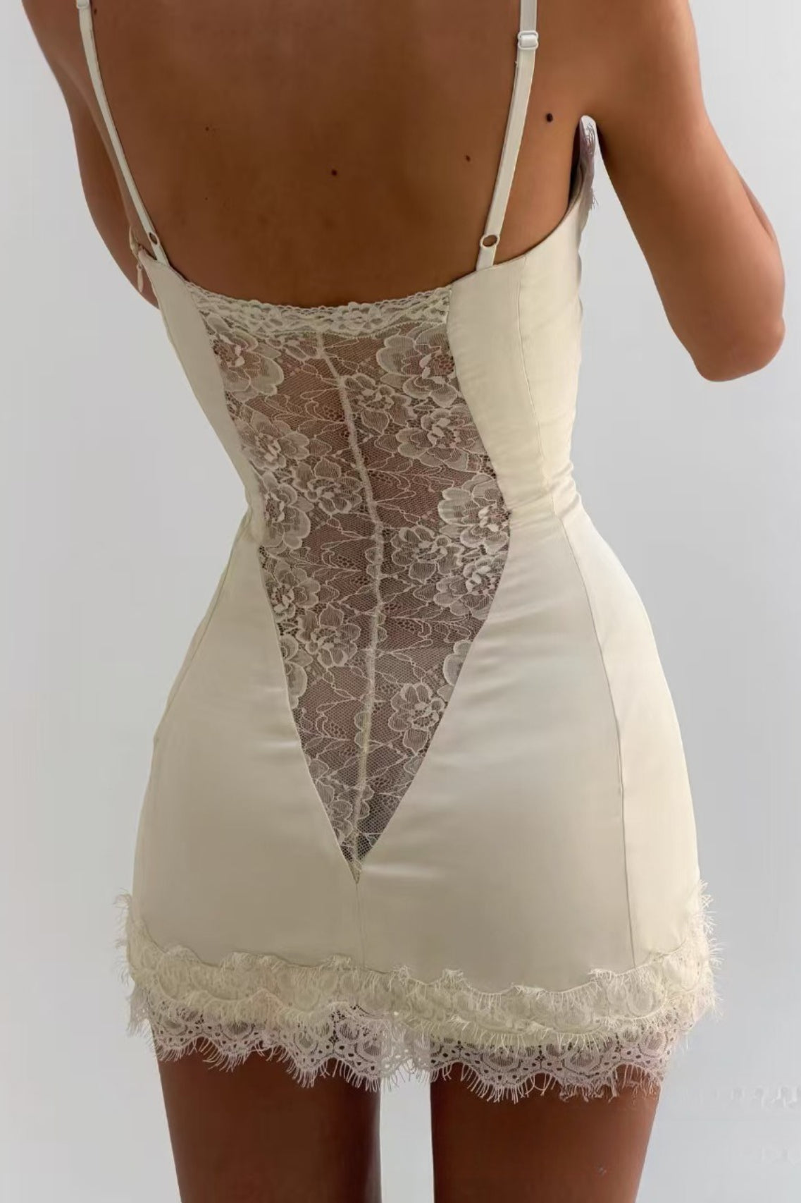 Satin Lace-Trim Sweetheart Bustier Corset Mini Dress