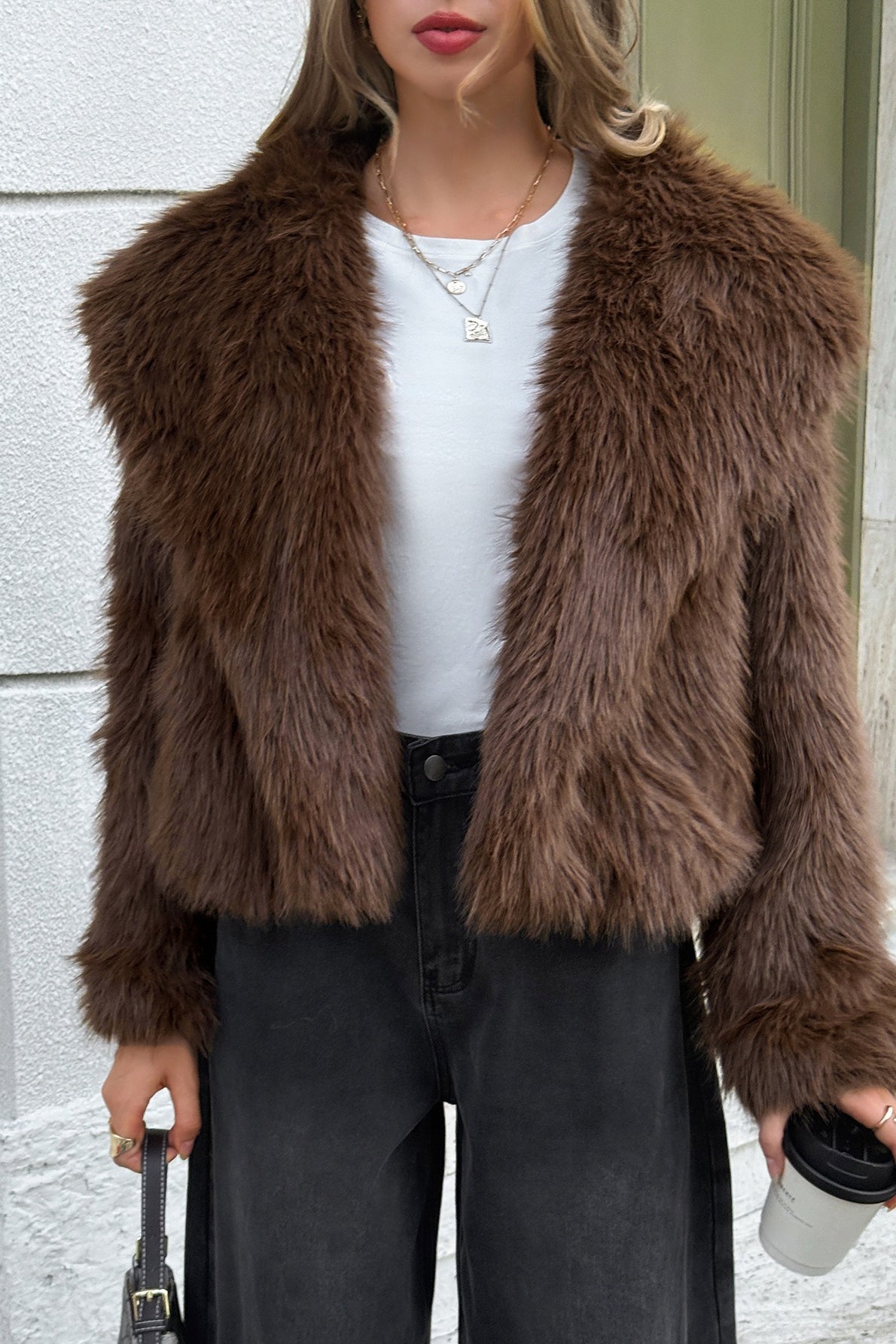 Casual Solid Plush Coat - Fashionpara