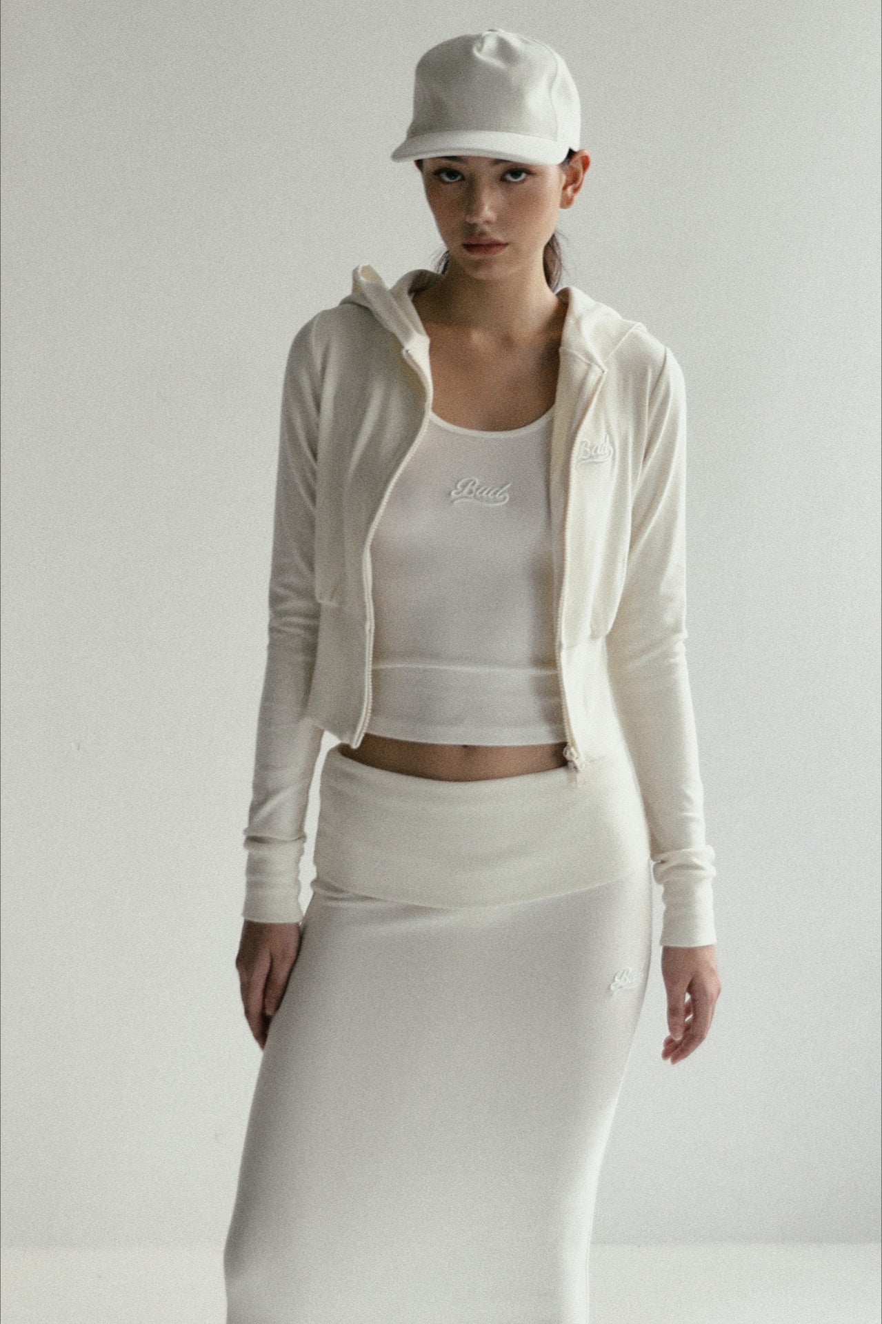 Zipper Cropped Embroidered Hoodie