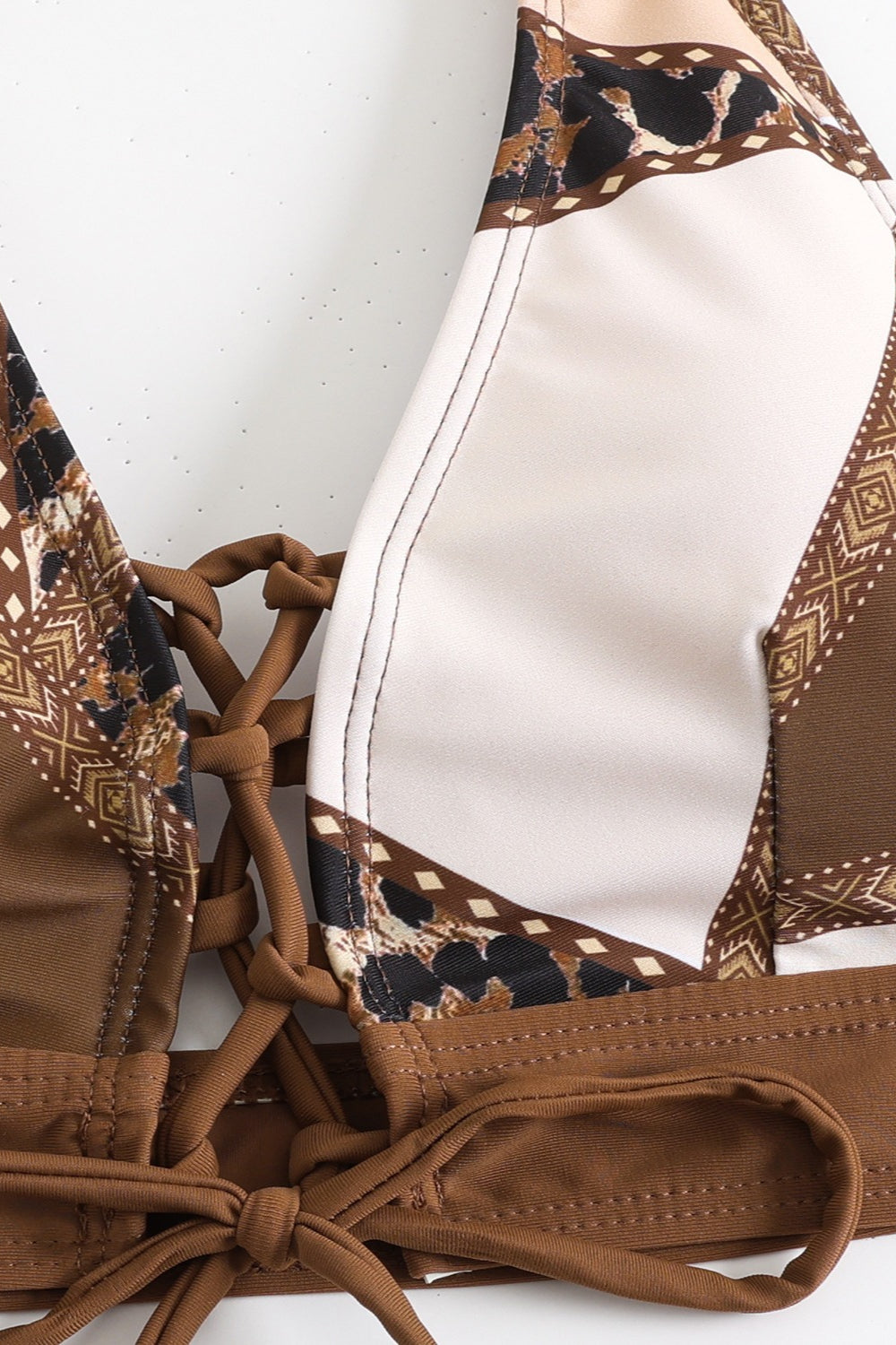 Colorblock Halter Bikini Two Piece Swim Set