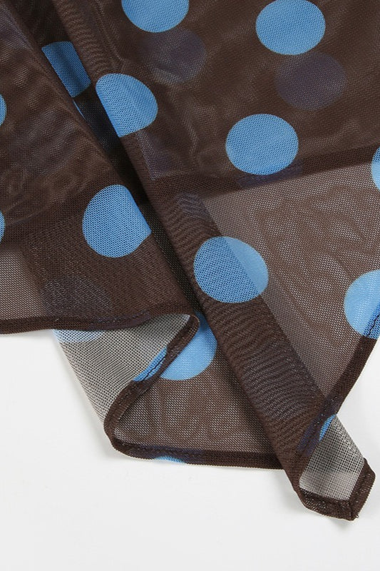 Colorblock Polka Dot Mesh Two Pieces Set - Fashionpara