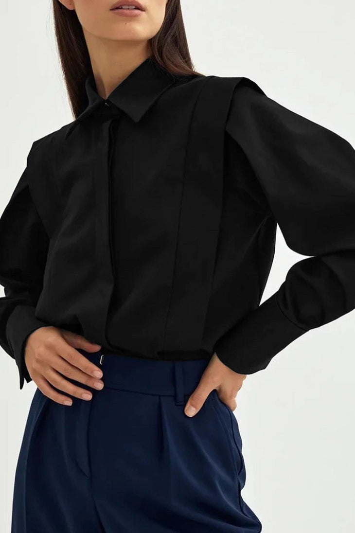 Office Chic Square Shoulder Blouse