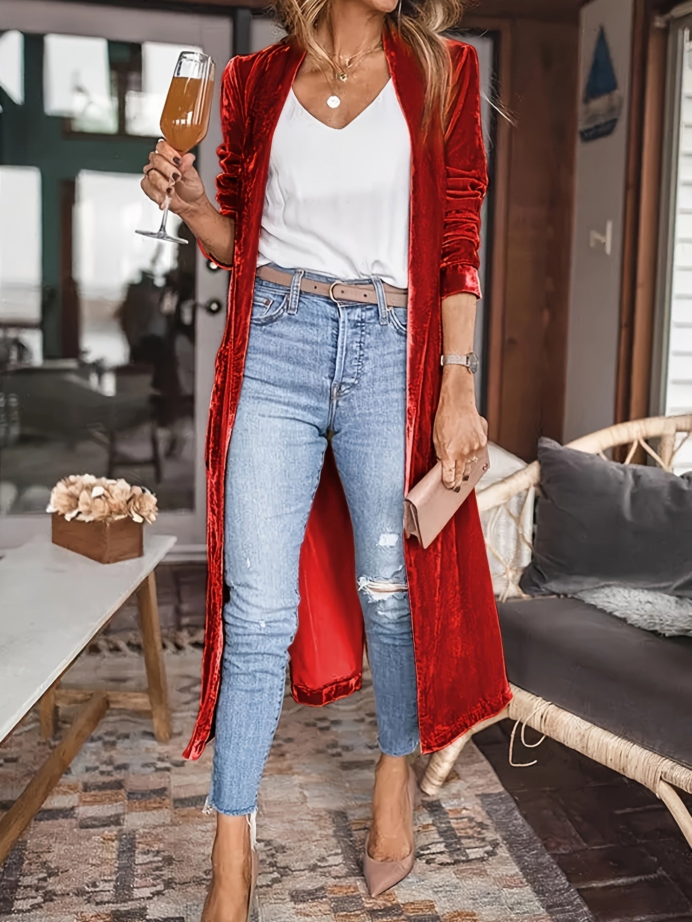 ShoptheCIC Velvet Cardigan Coat for Effortless Elegance
