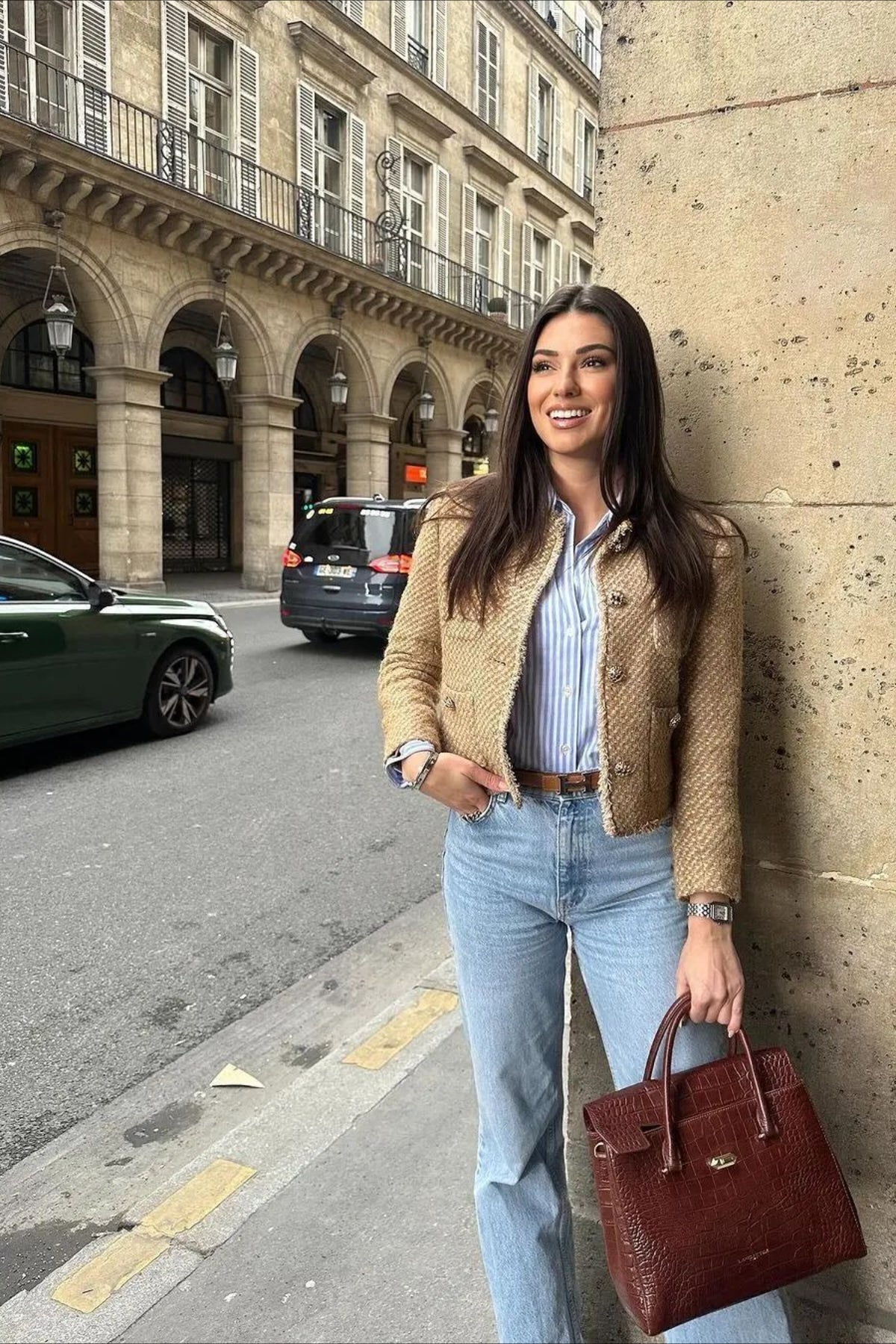 Single Breasted Short Textured Wool Coat - Fashionpara