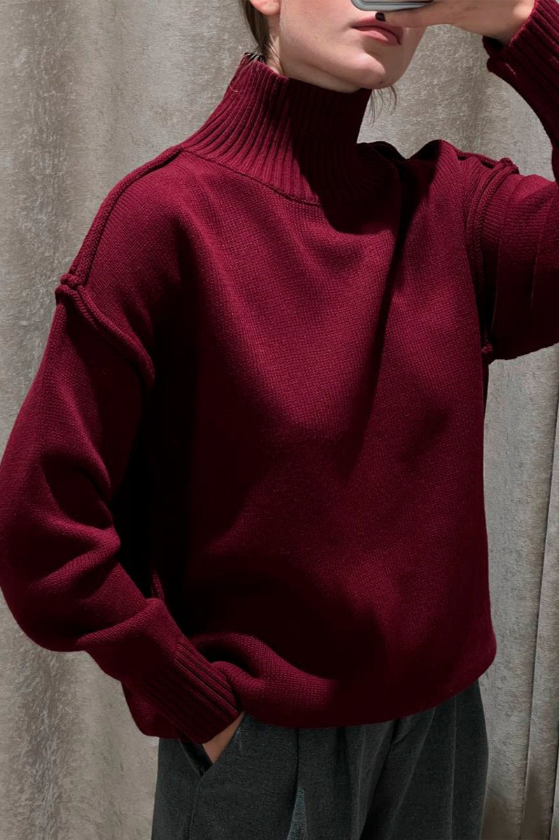 Colorblock Turtleneck Knit Sweater