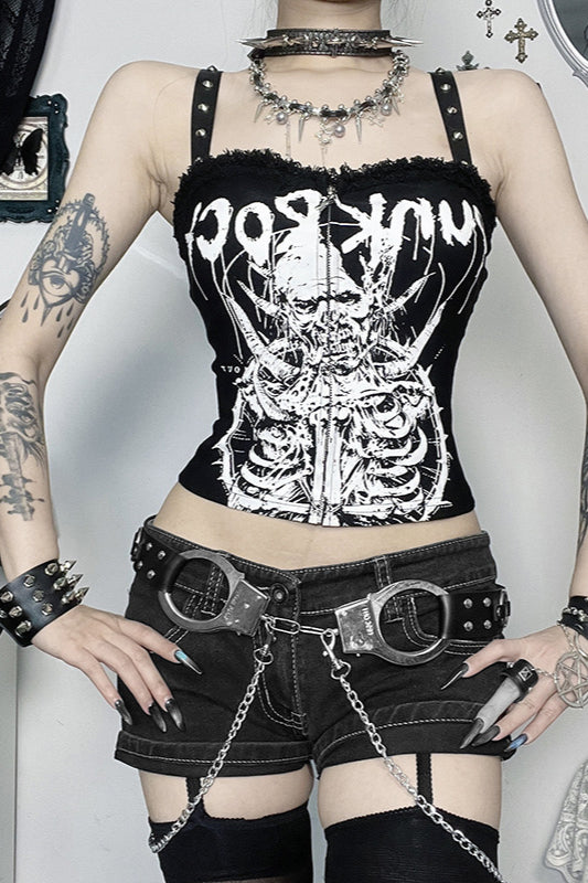 Dark Print Studded Sexy Corset