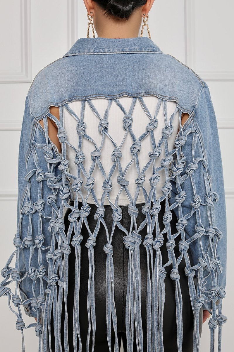 Blue Washed Denim Oversized Jacket