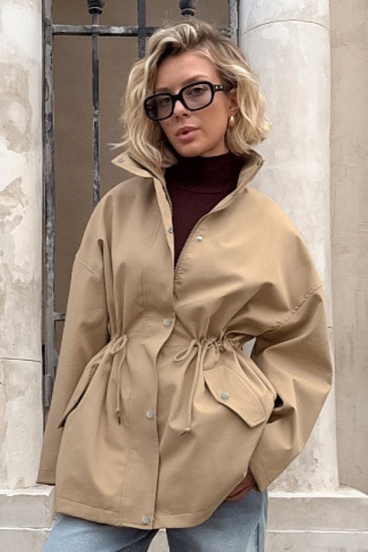 Stylish Midi Drawstring Trench Coat for Effortless Chic
