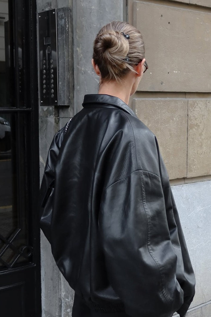Retro Black Leather Moto Jacket 3