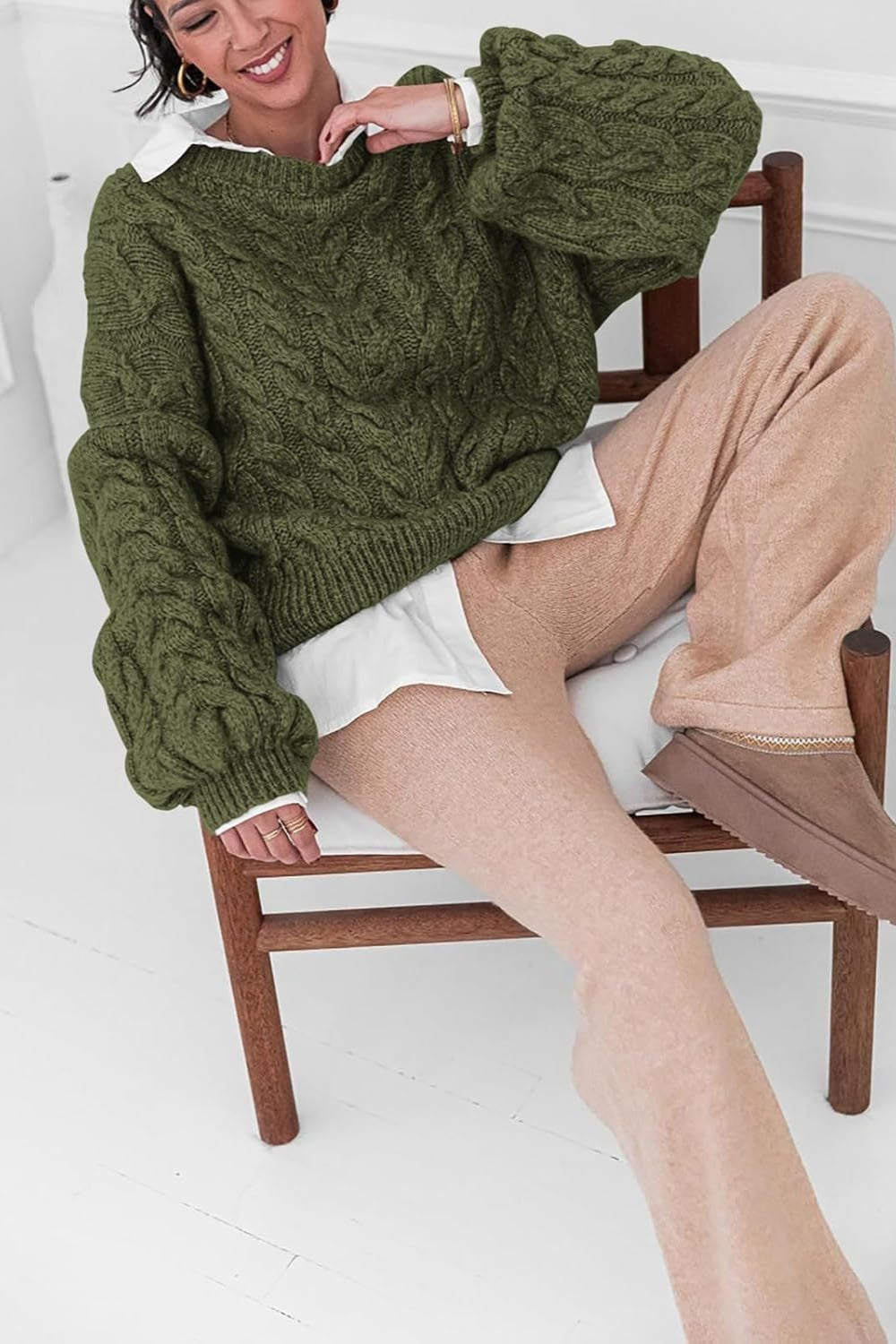 PrincessAce Vintage Chunky Knit Cable Sweater for Comfort