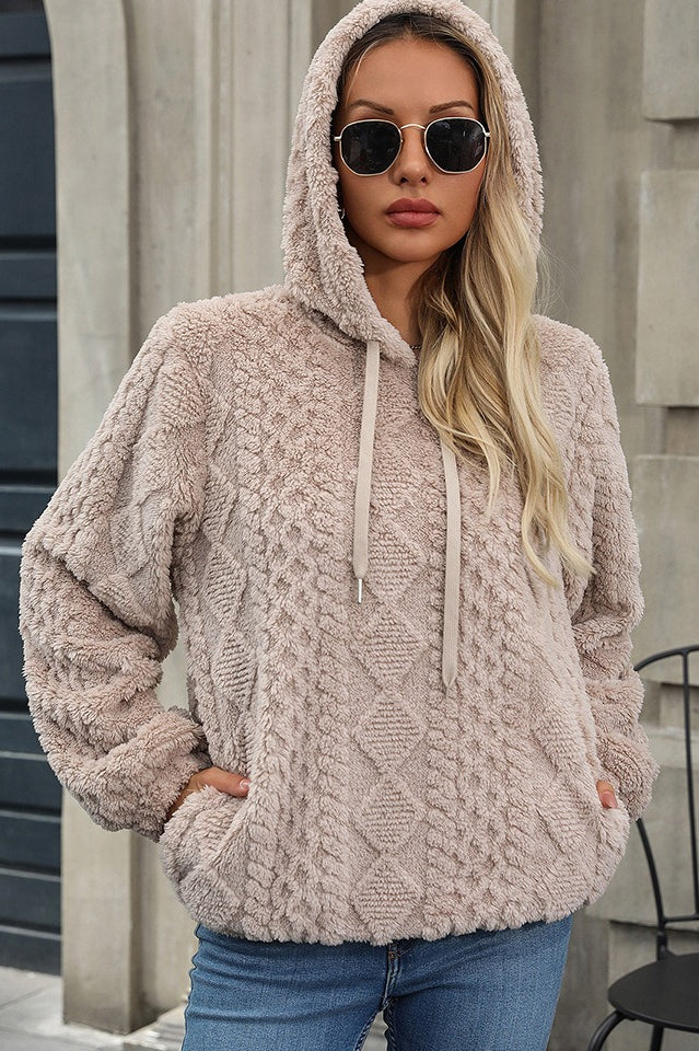 Plush Cable Texture Hoodie 5
