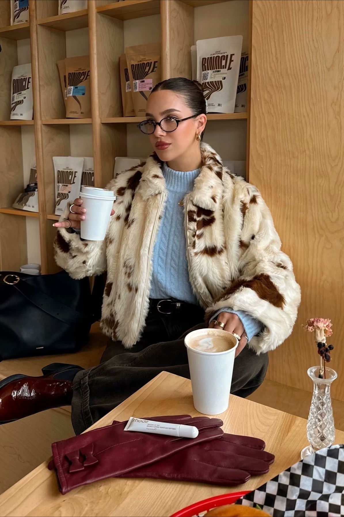 Faux Fur Leopard Pattern Coat - Fashionpara