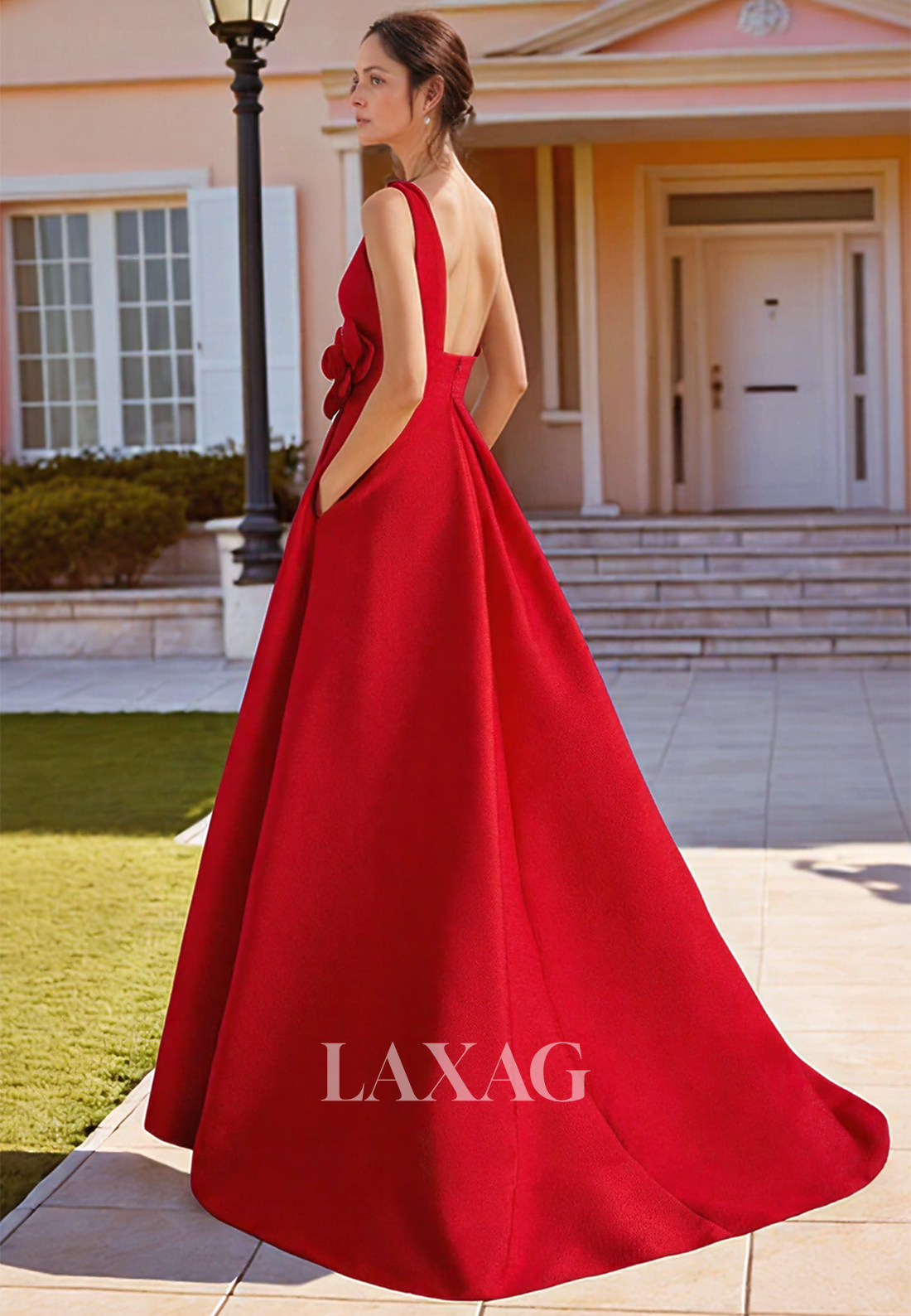 Straps Scoop-Neck Off-Shoulder Sleeveless Floral Embellished Floor-Length Satin Mother of the Bride Dress