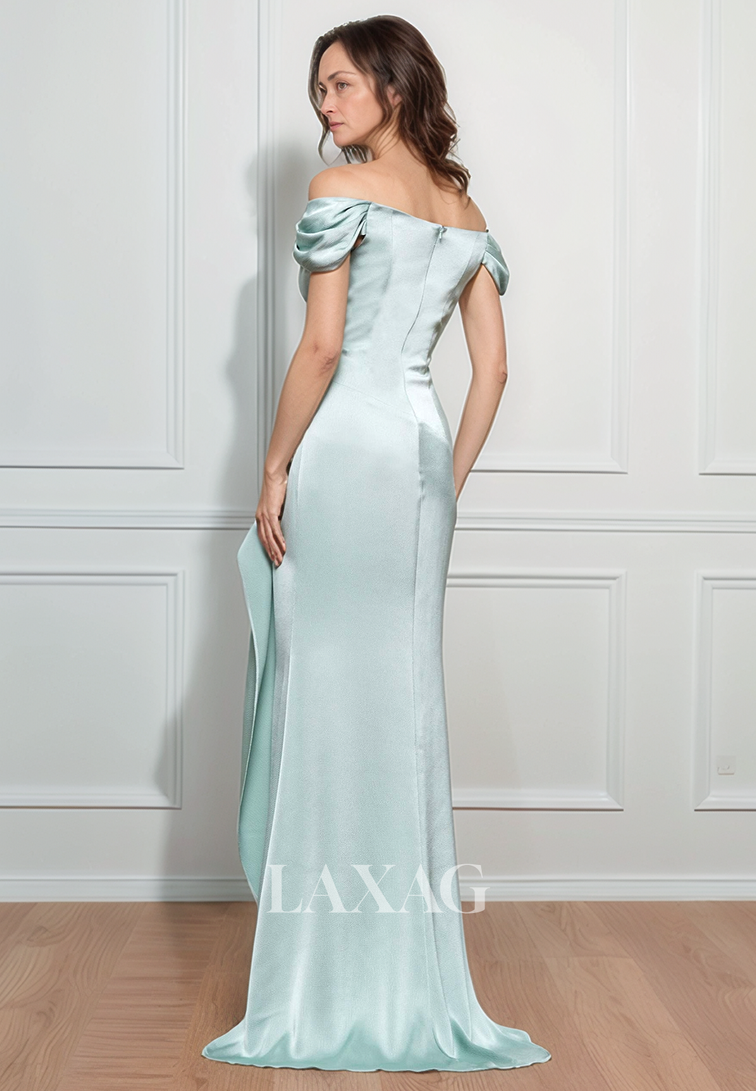 Sweetheart Off-Shoulder Sleeveless Pleated Floor-Length Satin Mermaid Mother of the Bride Dress