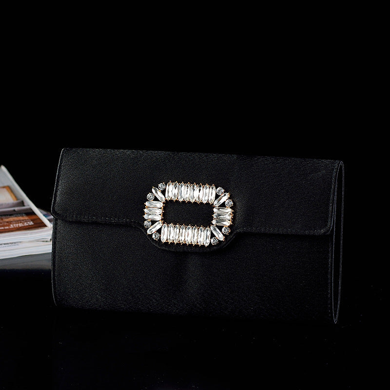 Square buckle satin handbag