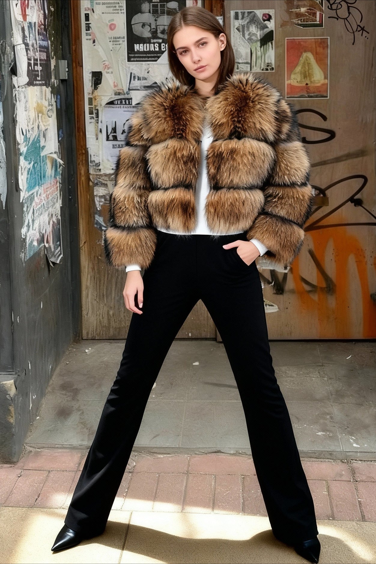 Raccoon Fur Thick Luxury Winter Coat - Fashionpara
