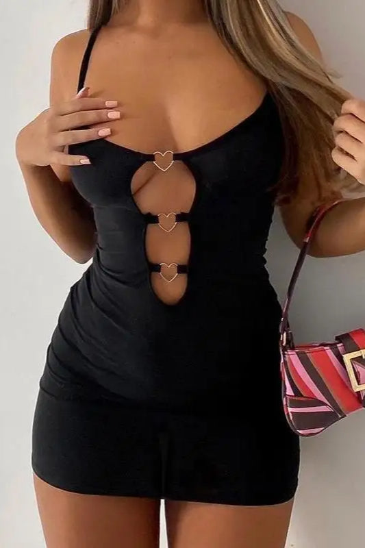 Heart Ring Cutout Bodycon Cami Mini Dress