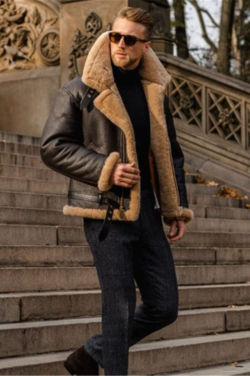 Men's Winter Fleece Coat Casual Military Bomber Jacket Stand Collar Cotton Cargo Outwear - Fashionpara