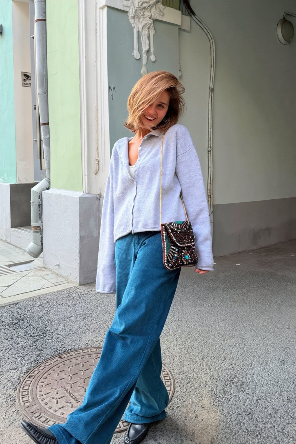 Collared Button Cardigan Knit Top