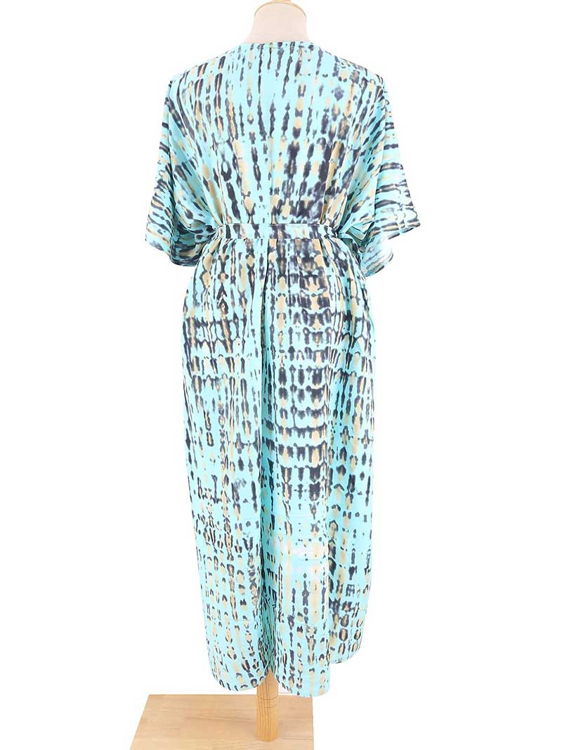 Tie-Dye Print Different Colors Rayon Long Length Gown Kimono Duster Robe 27