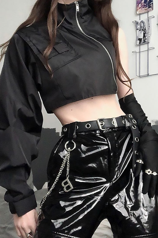 Trendy Cropped High Neck Hoodie