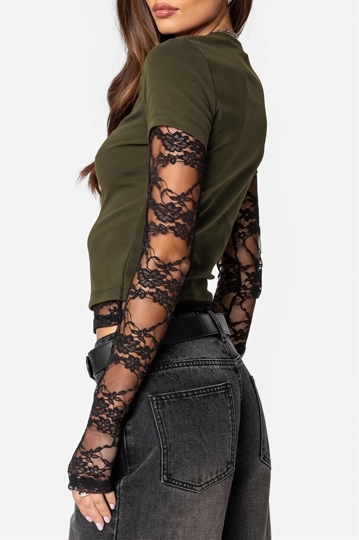 Lace Layered Long Sleeve Blouse
