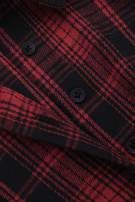 Gothic Red Plaid Short Sleeve Blouse