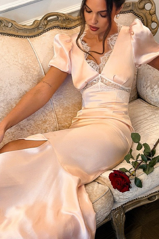 Deep V-Neck Lace Dress