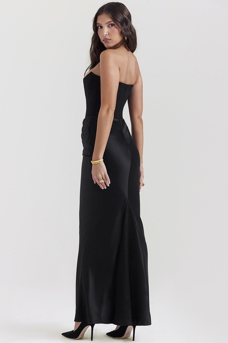 Strapless Boned Corset Bodycon Maxi Dress