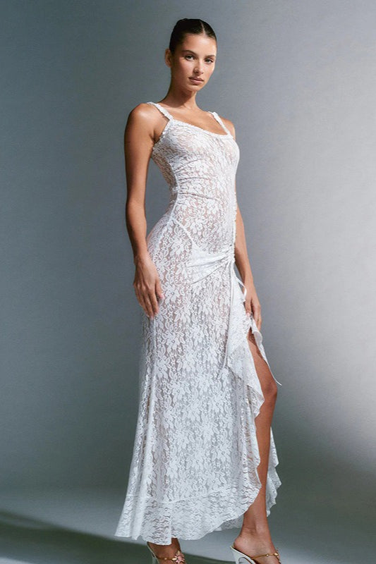 Strappy Lace Backless Maxi Boho Dress