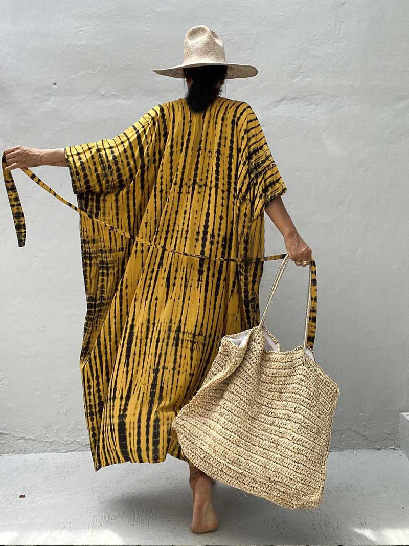 Tie-Dye Print Different Colors Rayon Long Length Gown Kimono Duster Robe 5