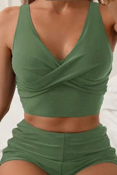 Vacation Style Cross Strap Bikini Two Piece Swim Set