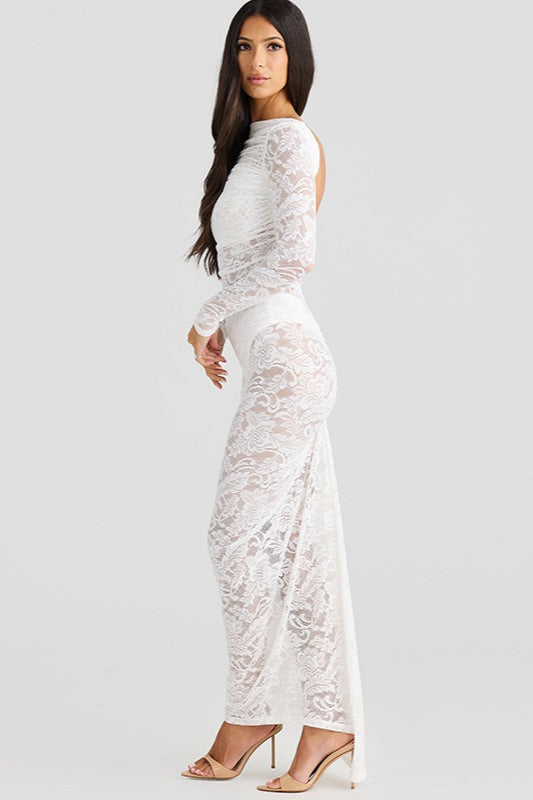 Lace Backless Long Sleeve Lace Dress - View 2