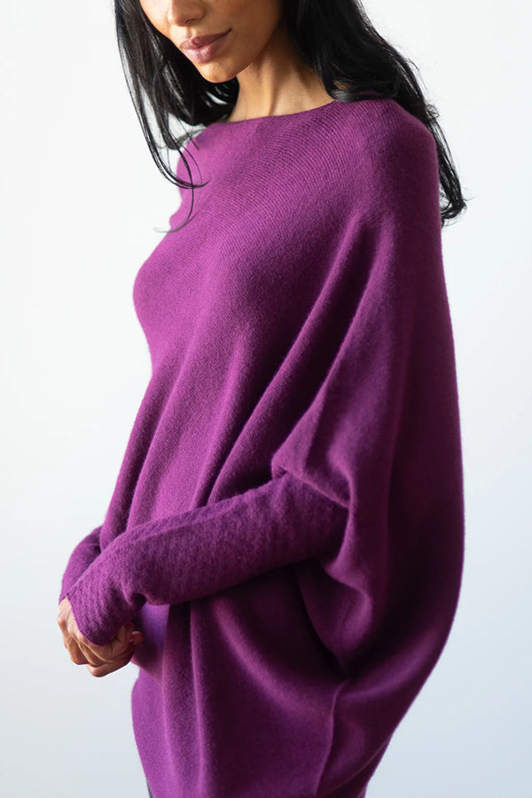 Chic Solid Color Round Neck Long Sleeve Knitted Sweater