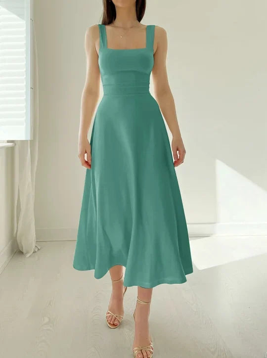 Square Neck Sleeveless A-Line Maxi Dress - View 7