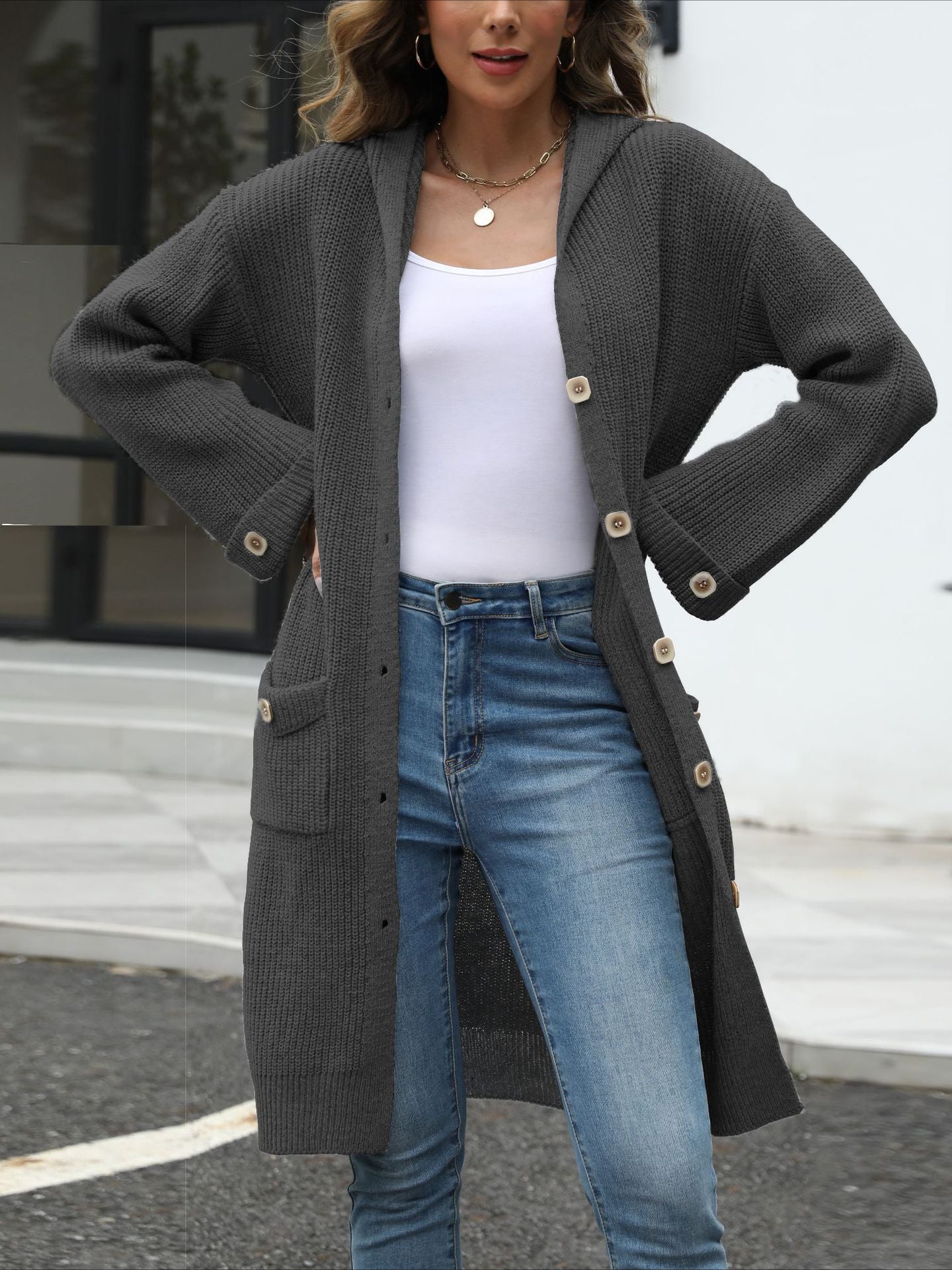 Elegant V-Neck Loose Knit Cardigan for Stylish Comfort