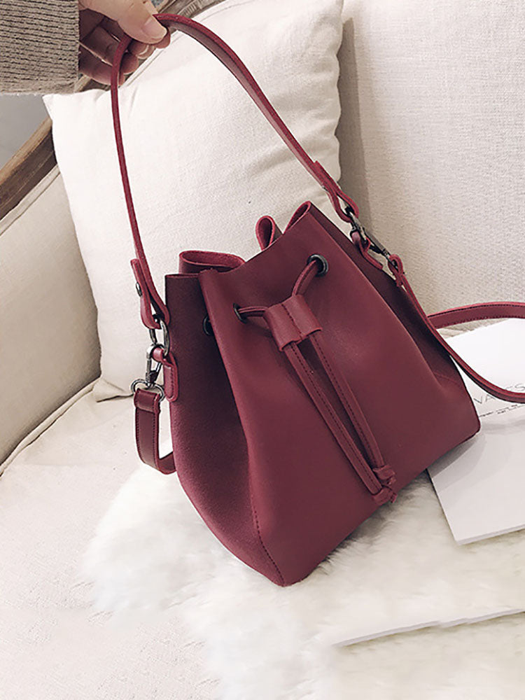 Colorful Strap Bucket Leather Bags