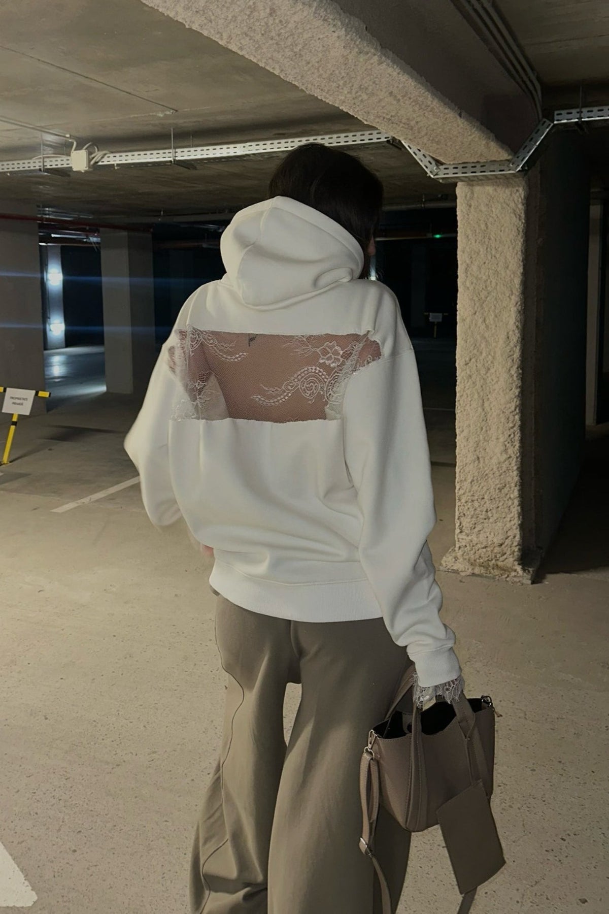 Lace Sheer Cutout Patchwork Hoodie 4