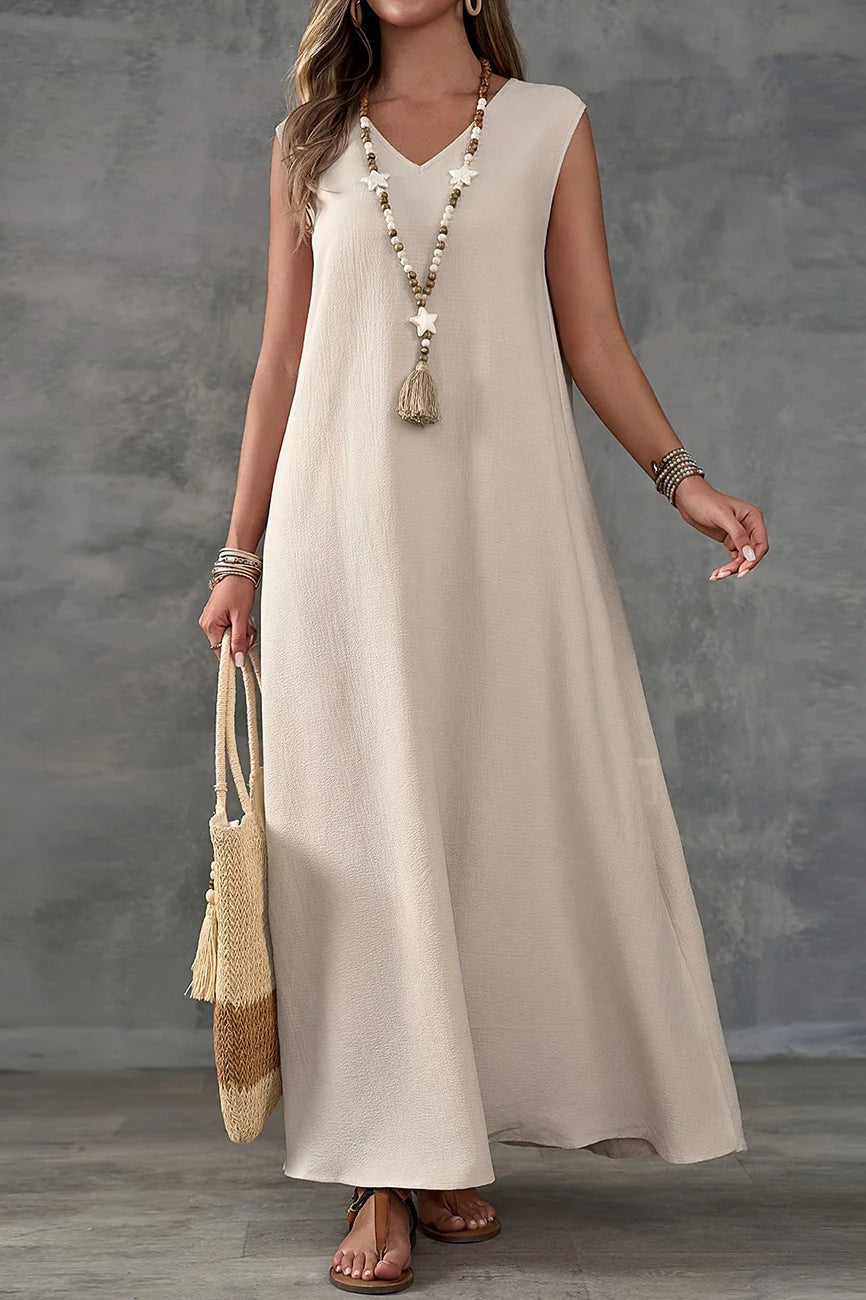 Sleeveless V-Neck Side Slit Elegant Maxi Dress