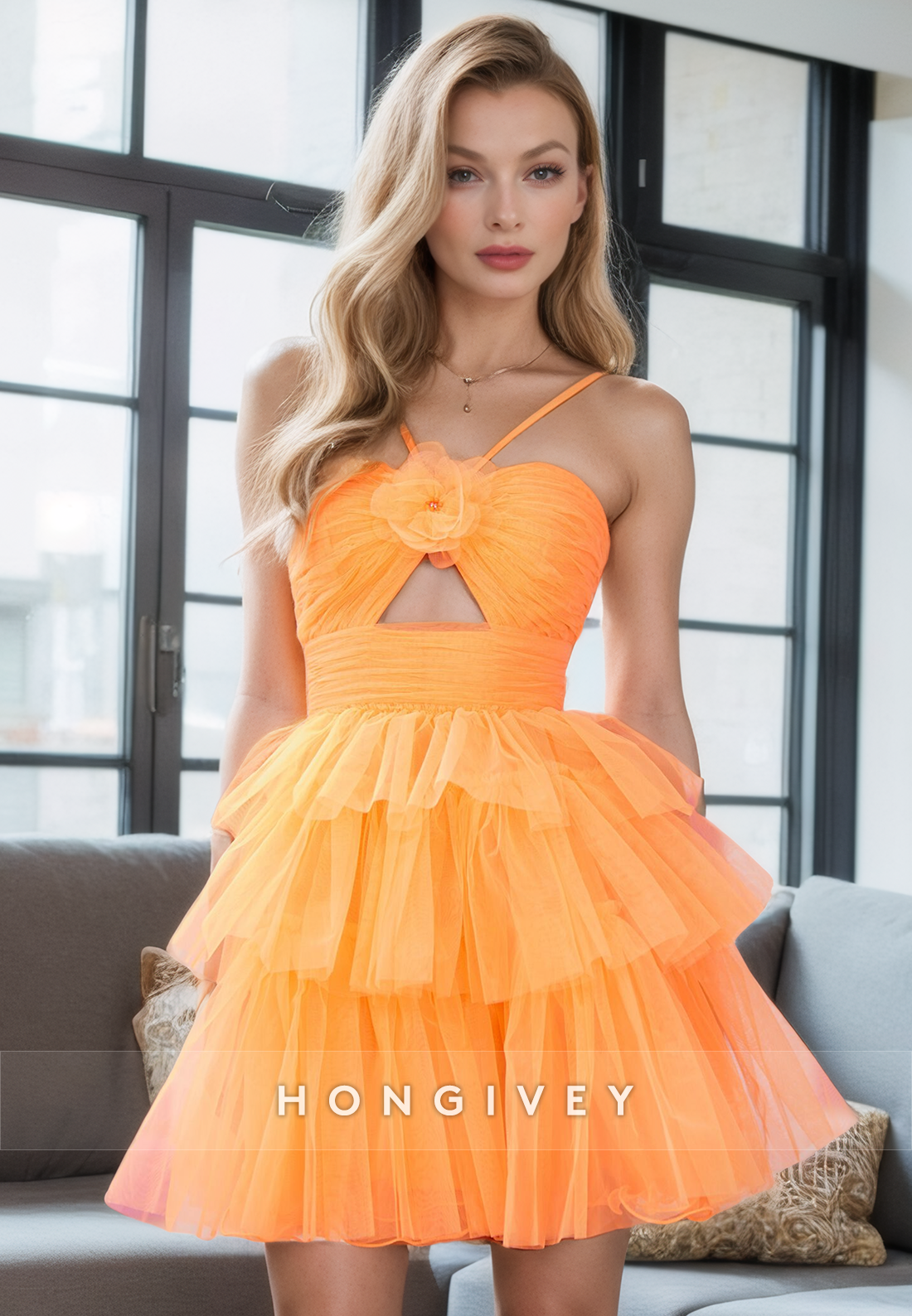 Tulle A-Line Halter Sleeveless  Empire Party Evening Homecoming Dress
