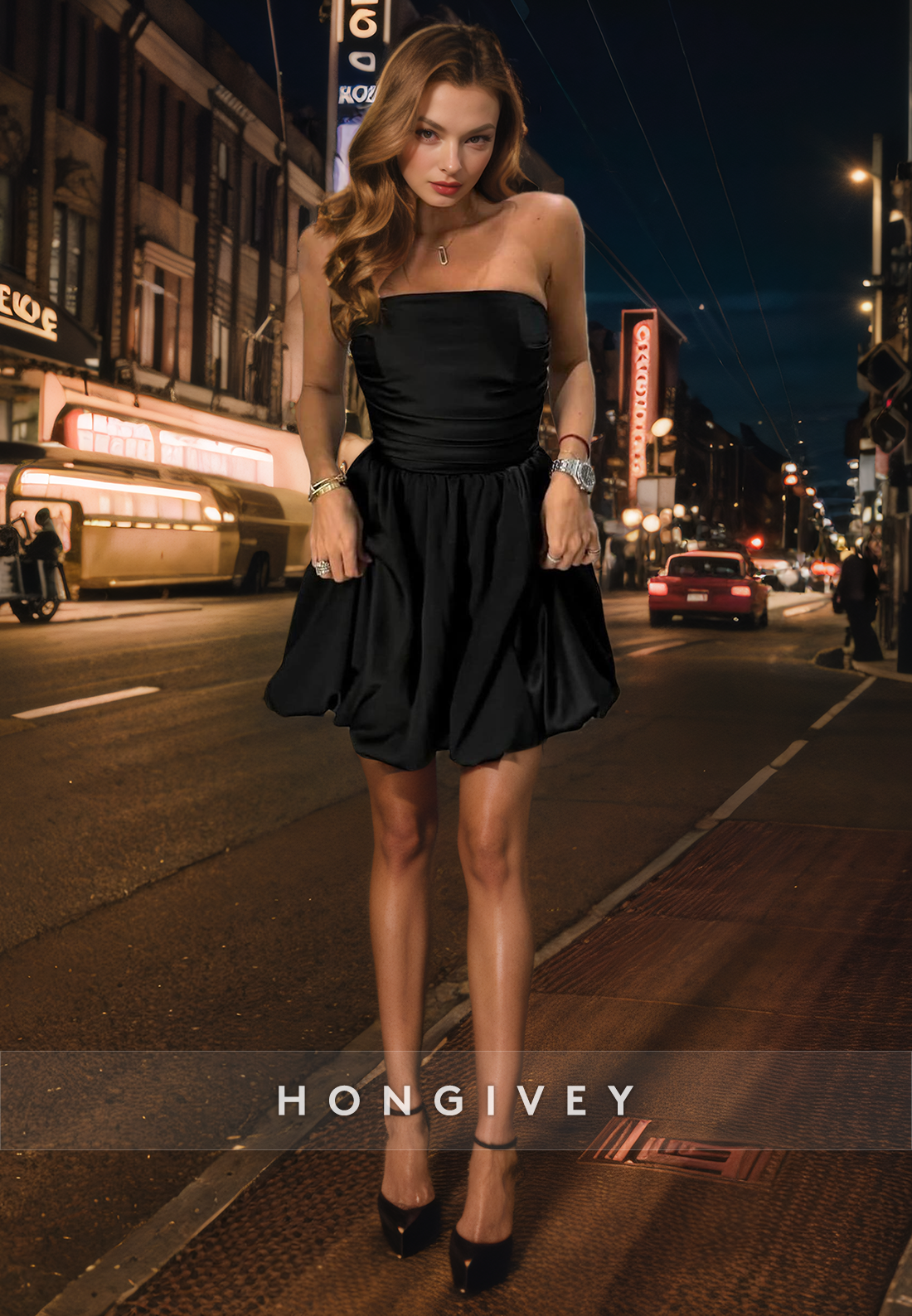 Satin A-Line Strapless Sleeveless Ruched Empire Short Homecoming Dress