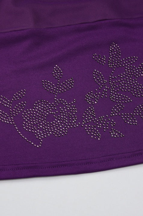 Rhinestone Mesh Split Midi Skirt Set