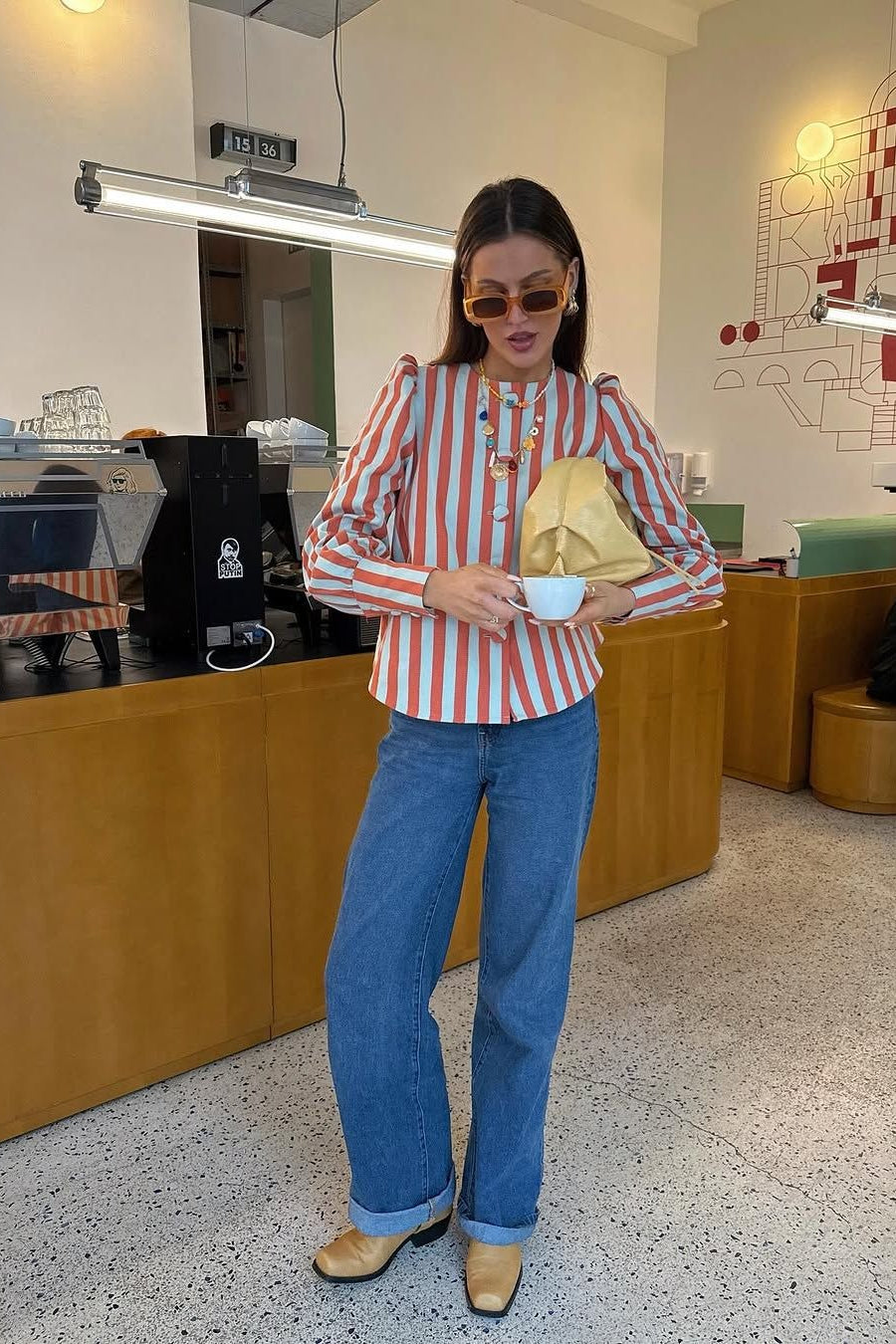 Versatile Stripe Puff Blouse