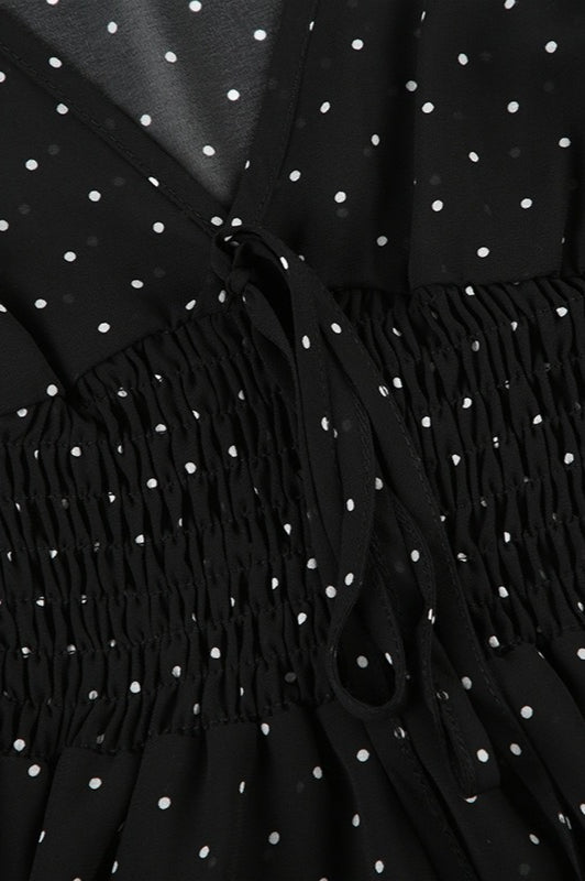 Polka Dot Sheer V-Neck Slim Fit Crop Top - Fashionpara