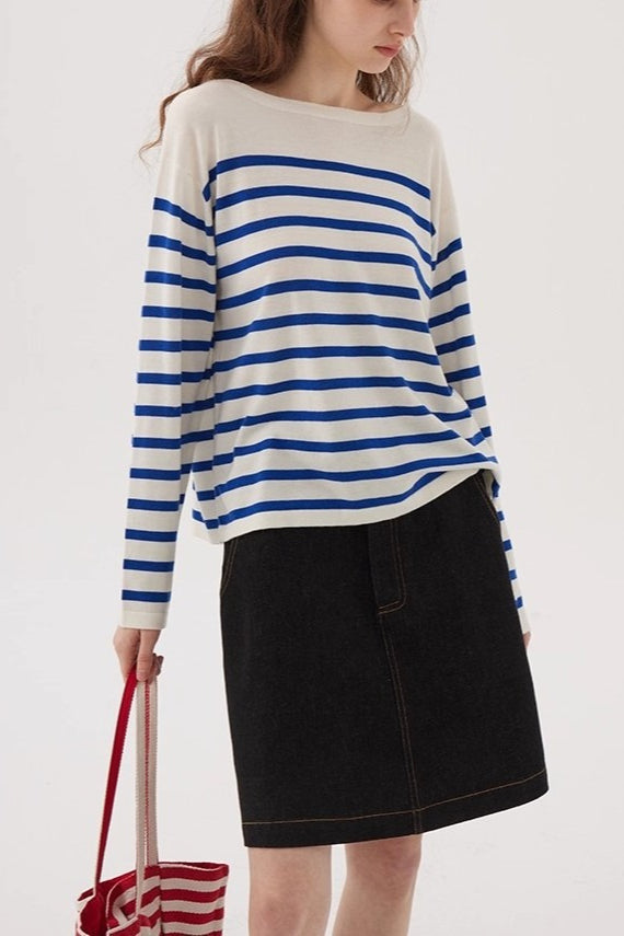 Classic Breton Long Sleeve Knit Top