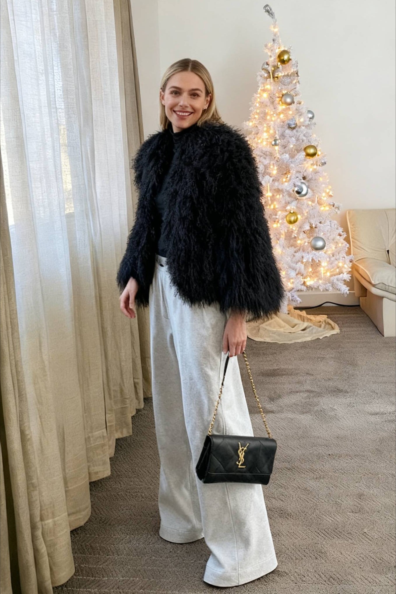 Warm White Short Faux Fur Winter Coat - Fashionpara